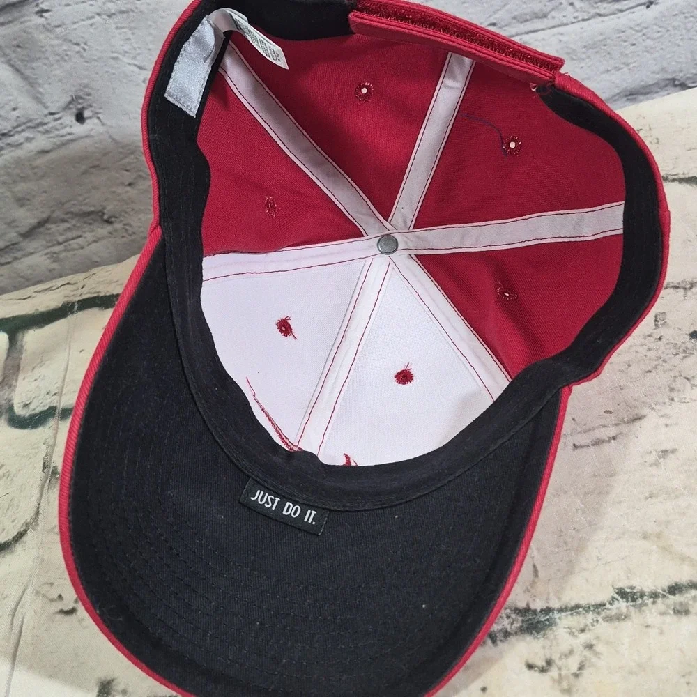 Nike Retro Baseball Cap Red White Swoosh Just Do It One Size Hat‎